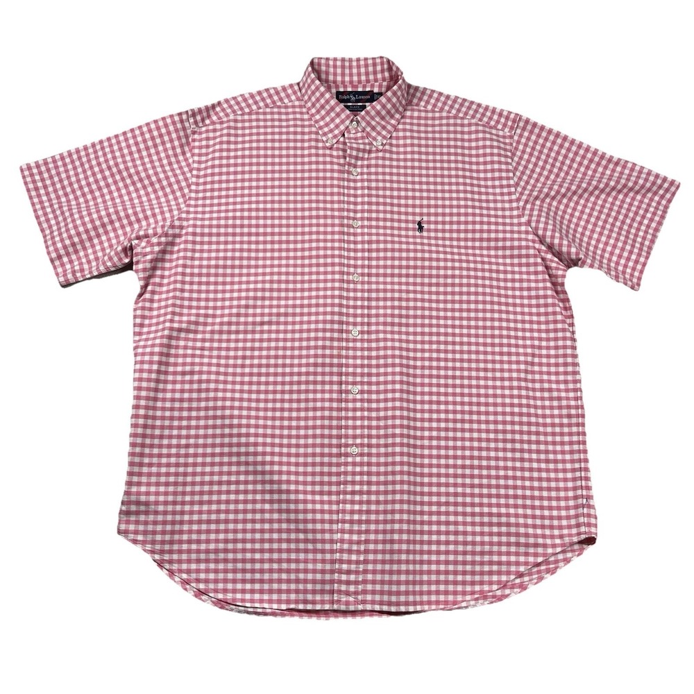 Vtg Ralph Lauren Shirt Mens XL Blake Plaid Camp Picnic Table Spring Pink Checker